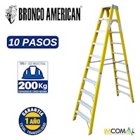 Escalera Tijera Fibra de Vidrio Profesional Doble Ascenso 10 Pasos